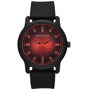 Skechers Horloge voor heren, Quartz uurwerk met siliconen, polyurethaan, lederen of roestvrij stalen band,Zwart en rood,46MM
