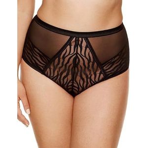 Gorteks Serena-FW Slipje met hoge taille, kanten damesslip, katoenen kruis, zacht en comfortabel slip, comfort, maxi-maten - 42, zwart, zwart, 42