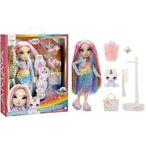 Rainbow High Modepop met Slijm en Huisdier - Amaya (Rainbow) - 28 cm Glinsterende Pop met Glinsterende Slijm, Magisch Huisdier en Mode-accessoires - Speelgoed voor Kinderen - 4-12 Jaar