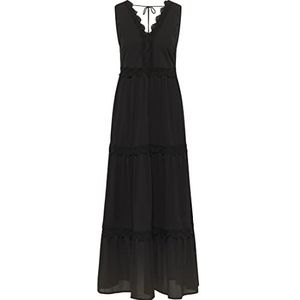 EYOTA Maxi-jurk met spaghettibandjes voor dames, zwart, M