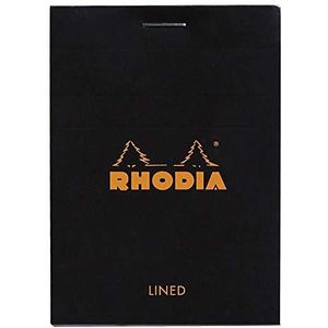 Rhodia 116009C notitieblok (DIN A7, 7,4 x 10,5 cm, geniet, gelinieerd, 80 vellen) 1 stuk, zwart
