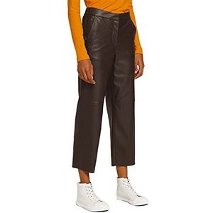 TOM TAILOR mine to five Dames Loose fit broek van imitatieleer 1029505, 27488 - Dark Oak Brown, 34W / 28L
