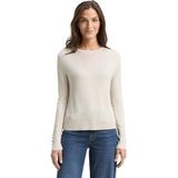 Tom Tailor - Trui - Zandkleur - Met Ronde Hals en Knoop-details