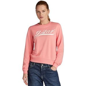 G-STAR RAW - Graphic 1 - Sweatshirt - Roze - Katoen - Geribbelde Ronde Hals
