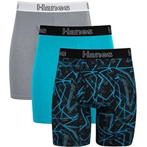 Hanes Men's Comfort Flex Fit Boxer Brief Pack, Supportive Pouch, Turquoise/Concrete/Black 3-Pack, X-Large