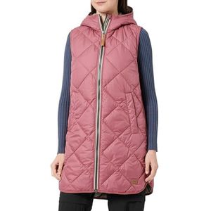 camel active Lang licht gewatteerd vest met capuchon voor dames, rood, 38