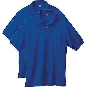 Hanes Men's Short Sleeve Jersey Pocket Polo, Deep Royal, X-Large (Pack of 2)