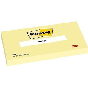 Post-it 657 notitieblaadjes, 76 x 102 mm, 70 g/m², 100 vellen, 12 blokken, geel