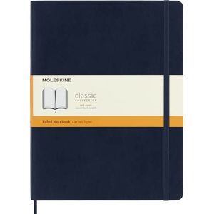 Moleskine - Klassiek Ruled Paper Notebook - Soft Cover en Elastische Sluiting Journal - Kleur Sapphire Blue - Formaat Extra Large 19 x 25 A4 - 192 pagina's