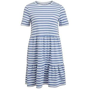 Vila Dames Vitinny 2/4 mouw Elita Dress/L SU mini-jurk, Engelse Manor/Stripes: wit, M