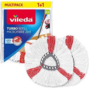 Vileda Vervanging Turbo 2in1, geschikt voor alle centrifugesystemen van Vileda, +20% extra reinigingsvermogen, voor alle vloeren, Verwijdert meer dan 99% van de bacteriÃ«n met water alleen