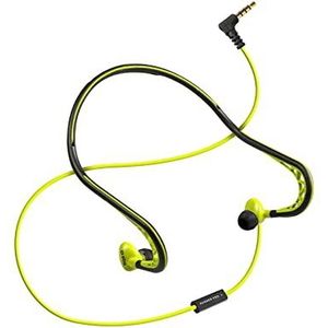 SBS In-ear hoofdtelefoon met nekband om in alle rust te lopen, met 3,5 jack, geïntegreerde microfoon en antwoordknop, voor Android- en MP3-smartphones, geel