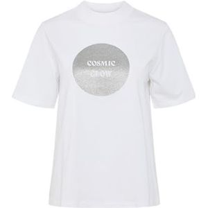 PCPHOEBE bedrukt T-shirt BC, Bright White/Print: Cosmic Glow, M