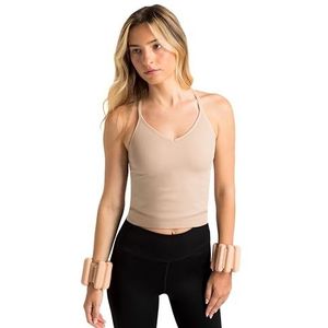 Aruki Vrouwen Naadloos Kort Geribd Tankje, Geschikt Workout Racerback Tank Top, Naadloos Rib-Knit Zacht Hemdje voor Yoga, Pilates, Hardlopen, Gym, Workouts en Loungen - Doeskin - Xlarge