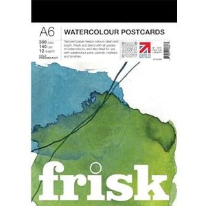 Frisk 23193006 Aquarel Papier Ansichtkaart Pad, Wit, A6