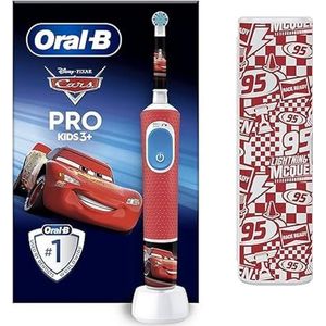 Oral-B Pro 103 Kids Mickey Elektrische tandenborstel/elektrische tandenborstel, voor kinderen vanaf 3 jaar, 2 poetsmodi voor tandverzorging, reisetui, extra zachte borstelharen, 4 stickers, rood
