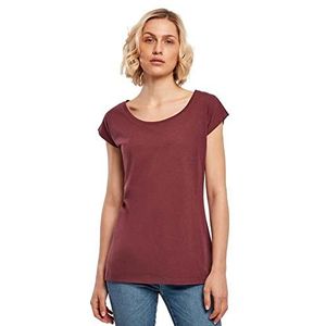 Build your Brand Dames Wide Neck T-shirt, modieus T-shirt voor vrouwen van katoen verkrijgbaar in vele kleuren, maten XS-5XL, rood (cherry), XS