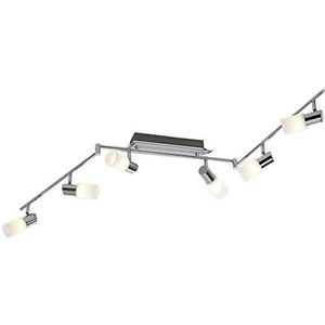 Trio-Leuchten LED rail geborsteld aluminium/chroom, glas wit geveegd, inclusief 6x 5W LED, breedte: max. 150 cm 821410605