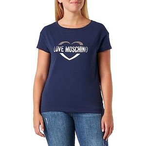 Love Moschino Boxy Fit Short-Sleeved T-shirt voor dames, Donkerblauw, 44