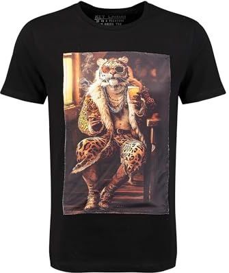 Key Largo - Shirt - Bruin - Pimp Tiger - Kwartmouw - Slanke Pasvorm