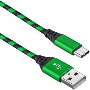 TheSmartGuard 1x USB-kabel C compatibel met LG G6 datakabel/oplaadkabel/USB C premium kabel in groen/zwart - 1 meter
