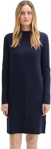 TOM TAILOR - Damesjurk - Sky Captain Blue - Korte Jurk van Gestructureerd Breiwerk