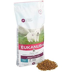 Eukanuba Daily Care Sensitive Skin Hondenvoer, Droogvoer Voor Honden Met Gevoelige Huid, Speciaal Premium Voer Voor Elk Ras Met Vis En Kip, Verschillende Maten, 12 Kg