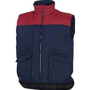 Deltaplus SIER2BRTM Vest met meerdere zakken, van polyester-katoen, marineblauw-rood, maat M