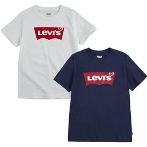 Levi's Jongens T-shirt 2 Pack (Pack van 2), Blauw/Wit, 2 jaar