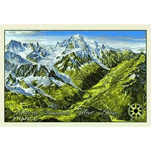 Schatzmix Vallee de Chamonix Mont Blanc overzicht metalen bord wanddecoratie 20x30 cm tin sign blikken bord, blik, meerkleurig