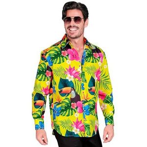 WIDMANN MILANO PARTY FASHION - Feestmode hemd, tropisch patroon, neon, Hawaï-hemd, paradijsvogel, showma's