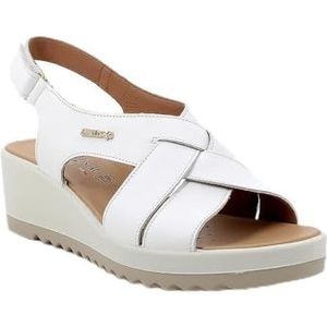 imac spa D. Calypso Enval sandalen met sleehak voor dames, wit, 37 EU, Wit, 37 EU