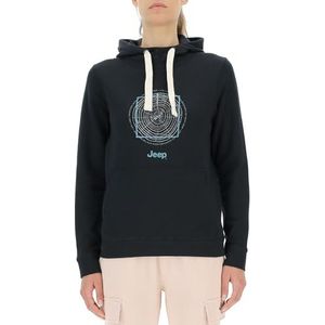 JEEP O102918-B000 J Dames Sweatshirt met Kap Zak Heuptas - Ringen van hout met grote print J23W Dames Zwart M
