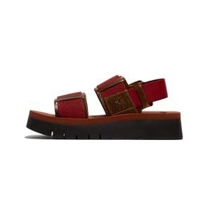 Fly London Dames SORU277FLY Sandaal, Camel/Donkerrood/Baksteen, 4 UK, Camel Donkerrode Baksteen, 37 EU