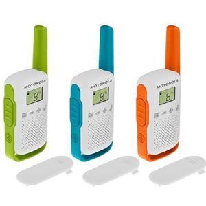Motorola Solutions - T42 Triple Walkie Talkie Talkabout, 3-pack, PMR446, 16 kanalen, 4 km bereik, meerkleurig, eenvoudig te koppelen, waterdicht