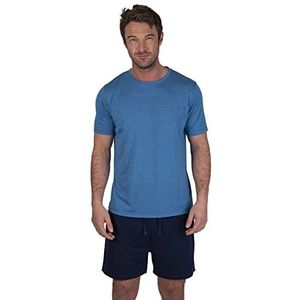 Light & Shade LSSET032 Pyjamaset met ronde hals en korte broek voor heren, Blauw, XXL