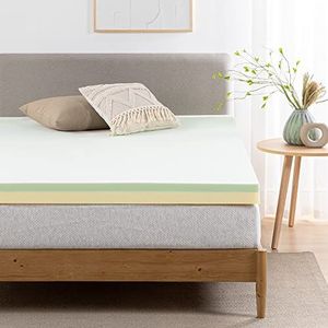 Zinus Visco-elastische matrasoplegger met groene thee, 150 x 200 cm, OEKO-TEX voor matras, bed en bank