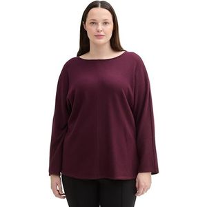 TOM TAILOR Dames Plussize T-shirt met lange mouwen, 35898 - Black Berry Melange, 44 NL