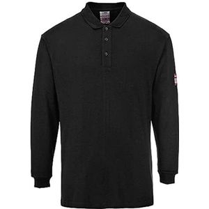 Portwest Vlamvertragende Antistatische lange mouw Polo Shirt Size: XXXL, Colour: Zwart, FR10BKRXXXL