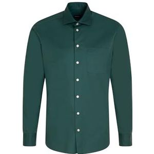 Seidensticker Casual overhemd voor heren, regular fit, zacht, kent-kraag, lange mouwen, 100% katoen, groen, L