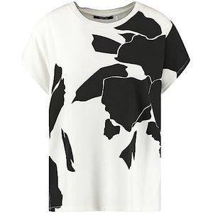 Taifun Damesshirt met print overgesneden schouders T-shirt korte mouwen ronde hals shirt bloemen, Offwhite patroon, 34