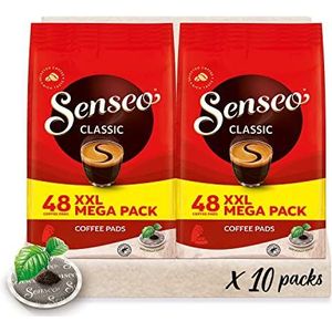 Senseo Pads Classic, Megapack XXL, 480 koffiepads, gebruik-gecertificeerd, 10 x 48 drankjes