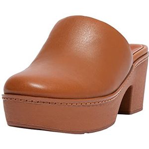 Fitflop Pilar Leather Platform Mules Pantoffels voor dames, Light Tan, 38 EU
