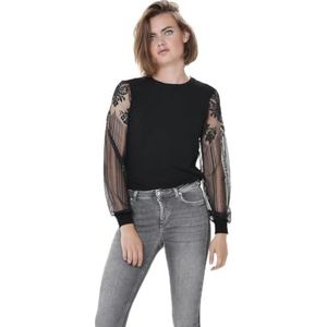 Onlviktoria L/S Lace Pullover KNT Noos, zwart, S