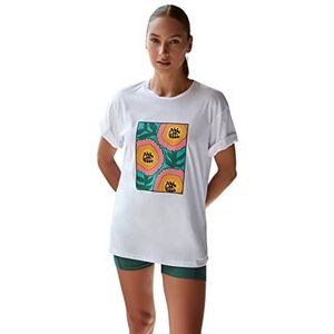 Trendyol Getailleerd Standaard T-shirt met ronde hals, Kleur: wit, L