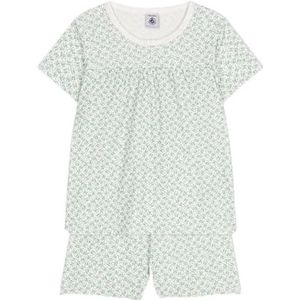 Petit Bateau Pyjacourt voor meisjes en jongens, Wit/Groen, 3 Jaar