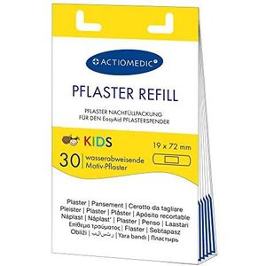 ACTIOMEDIC I KIDS pleisters navul set, 30 stuks, Verenigbaar met EasyAid pleisterdispenser, Hypoallergeen, waterafstotend ehbo verband voor kinderen in jungle-design