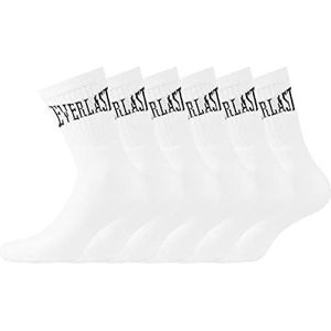 Everlast Sportsokken voor heren, zacht, 6 stuks, hoge sokken voor heren, perfecte pasvorm en ademend netweefsel, Wit, 39-42