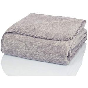 Glart Knuffeldeken deken 130 x 170 cm bank, zachte en warme wollen deken extra pluizig als bankdeken, effen grijs gemêleerd