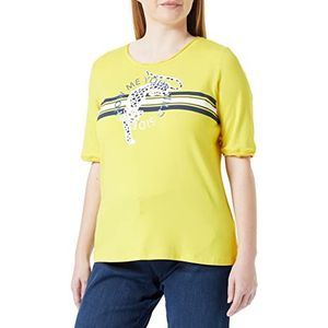 Samoon Dames T-shirt met print op de voorkant korte mouwen T-shirt korte mouwen ronde hals T-shirt frontprint, Light Sun patroon, 52 NL